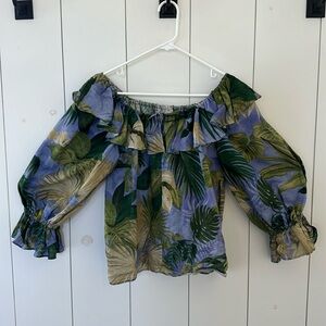 Uterque 100% linen palm blouse | size S